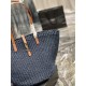 Replica Borsa maxi Panier YSL Saint Laurent in rafia blu navy