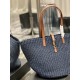 Replica Borsa maxi Panier YSL Saint Laurent in rafia blu navy