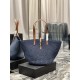 Replica Borsa maxi Panier YSL Saint Laurent in rafia blu navy