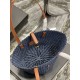 Replica Borsa media YSL Saint Laurent Panier in rafia blu navy