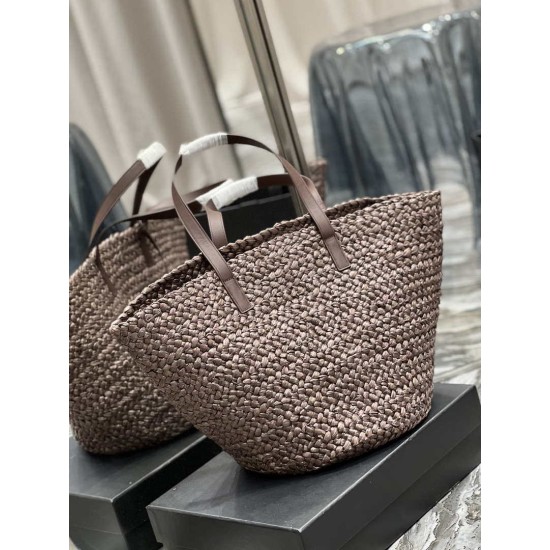 Replica Borsa maxi Panier YSL Saint Laurent 693242 in rafia marrone scuro