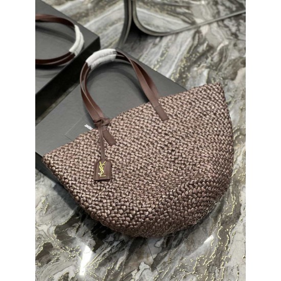 Replica Borsa maxi Panier YSL Saint Laurent 693242 in rafia marrone scuro