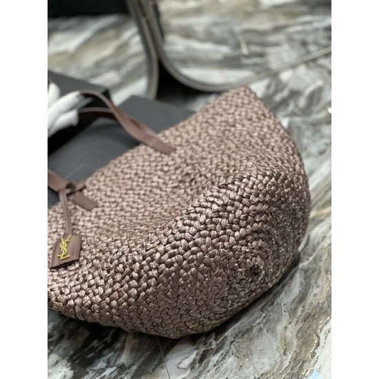 Replica Borsa maxi Panier YSL Saint Laurent 693242 in rafia marrone scuro
