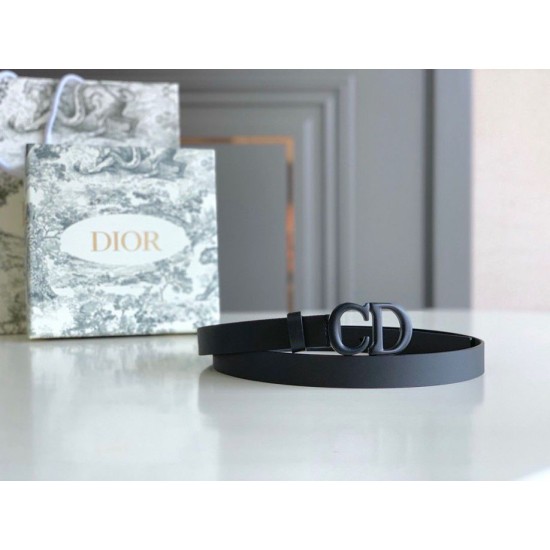 Replica Cintura Dior Saddle 20MM Pelle di vitello opaca Nera