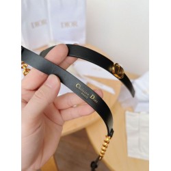 Replica Cintura Dior Caro 15MM in pelle di vitello e catena Nera