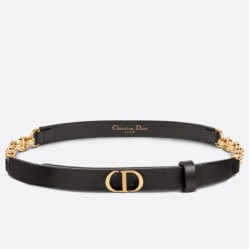 Replica Cintura Dior Caro 15MM in pelle di vitello e catena Nera