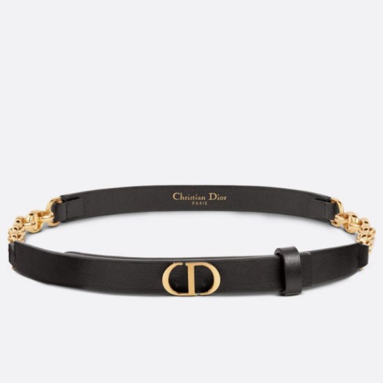 Replica Cintura Dior Caro 15MM in pelle di vitello e catena Nera
