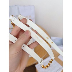 Replica Cintura Dior Caro 15MM in pelle di vitello e catena Bianca