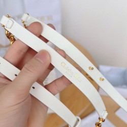 Replica Cintura Dior Caro 15MM in pelle di vitello e catena Bianca