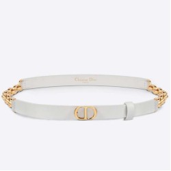 Replica Cintura Dior Caro 15MM in pelle di vitello e catena Bianca