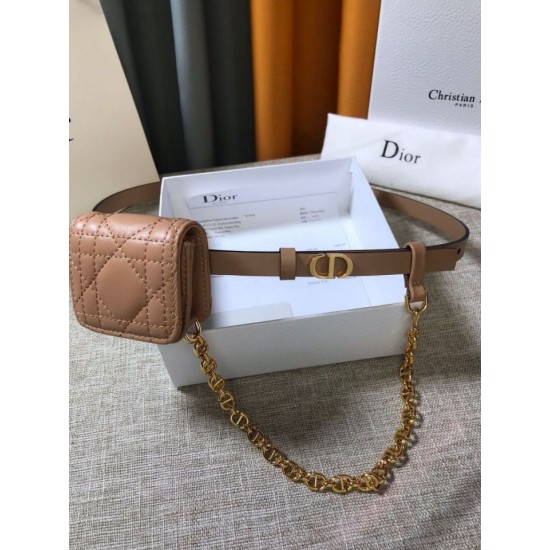 Replica Cintura Dior Caro 15MM con custodia rimovibile Beige