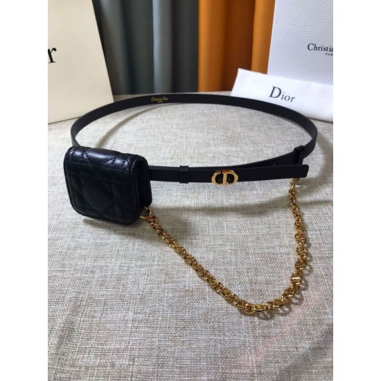 Replica Cintura Dior Caro 15MM con custodia rimovibile Nera