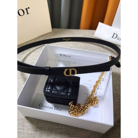 Replica Cintura Dior Caro 15MM con custodia rimovibile Nera