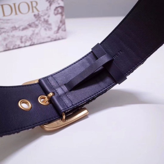 Replica Cintura Dior Diorquake 55MM Tela Obliqua Blu