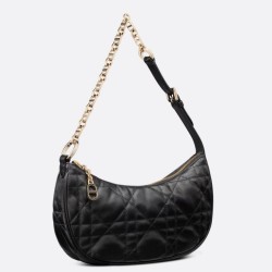 Replica Borsa a tracolla Dior CD Lounge Pelle di agnello macrocannage nera