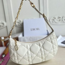 Replica Borsa a tracolla Dior CD Lounge Pelle di agnello Macrocannage bianca