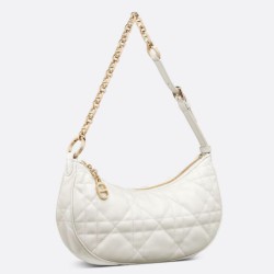 Replica Borsa a tracolla Dior CD Lounge Pelle di agnello Macrocannage bianca