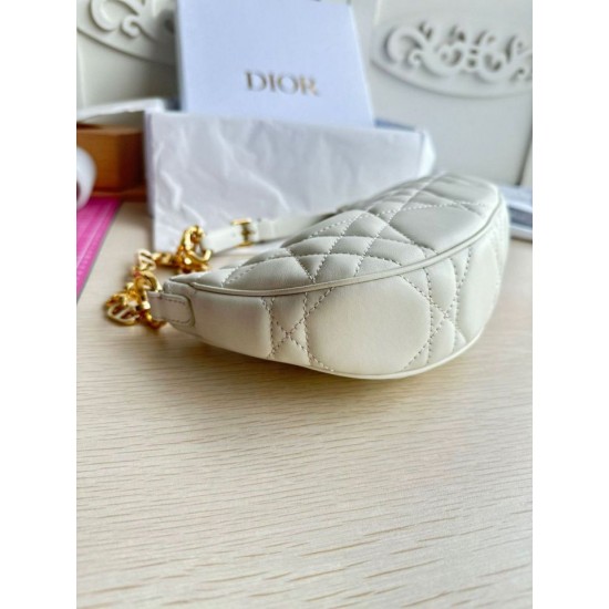 Replica Borsa a tracolla Dior CD Lounge Pelle di agnello Macrocannage bianca