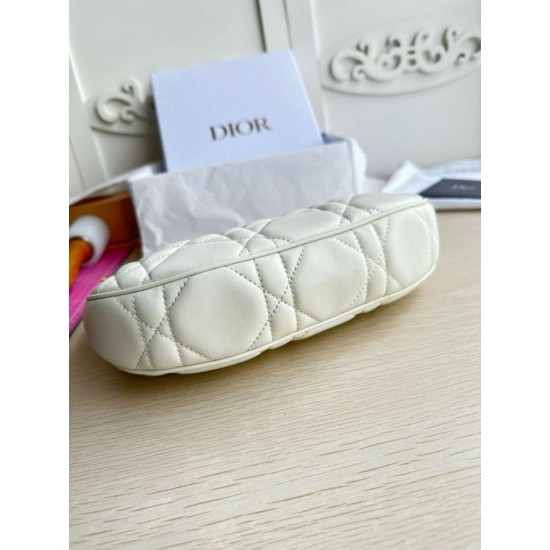 Replica Borsa a tracolla Dior CD Lounge Pelle di agnello Macrocannage bianca