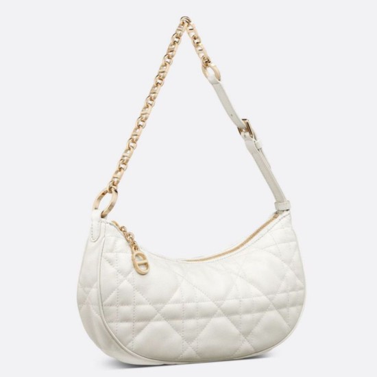 Replica Borsa a tracolla Dior CD Lounge Pelle di agnello Macrocannage bianca