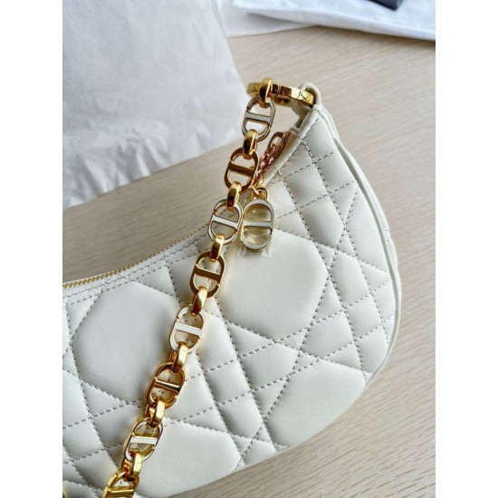 Replica Borsa a tracolla Dior CD Lounge Pelle di agnello Macrocannage bianca
