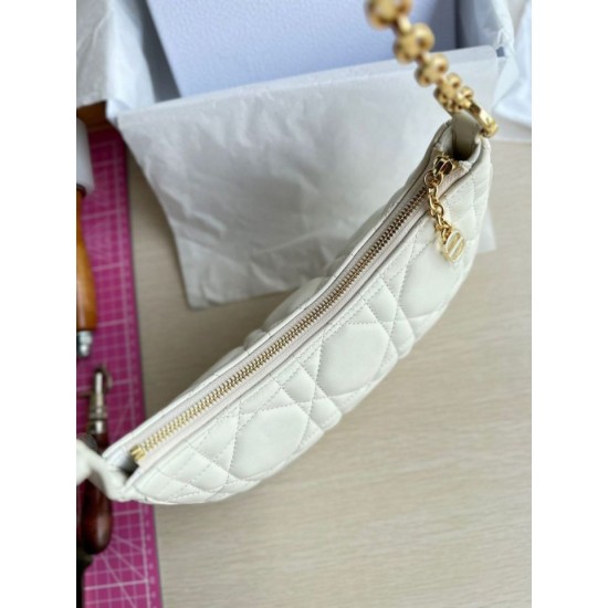 Replica Borsa a tracolla Dior CD Lounge Pelle di agnello Macrocannage bianca