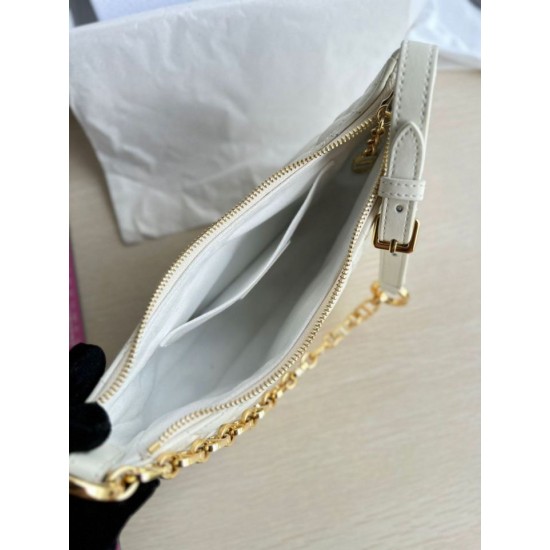Replica Borsa a tracolla Dior CD Lounge Pelle di agnello Macrocannage bianca