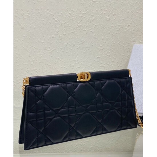 Replica Pochette Christian Dior Caro Colle Noire con borsa a catena