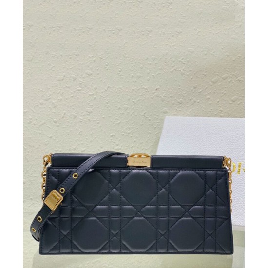 Replica Pochette Christian Dior Caro Colle Noire con borsa a catena