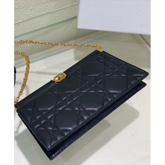 Replica Pochette Christian Dior Caro Colle Noire con borsa a catena