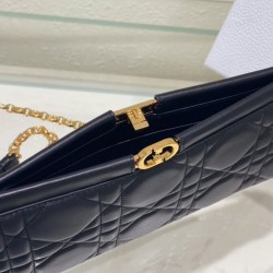 Replica Pochette Christian Dior Caro Colle Noire con borsa a catena