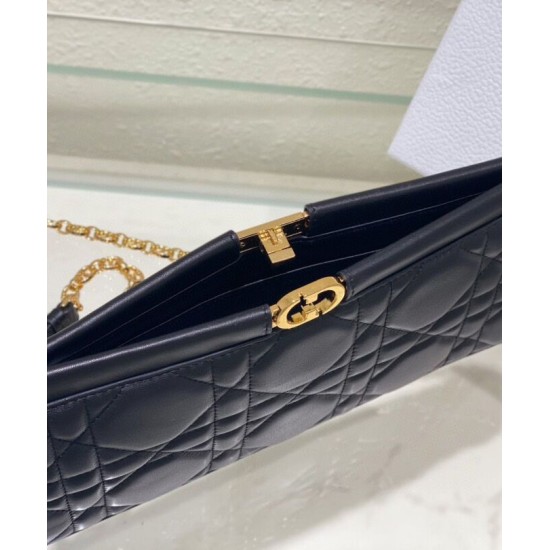 Replica Pochette Christian Dior Caro Colle Noire con borsa a catena