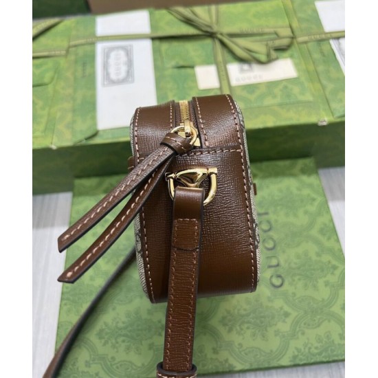 Replica Borsa a tracolla piccola Gucci Horsebit 1955 760196 Caffè