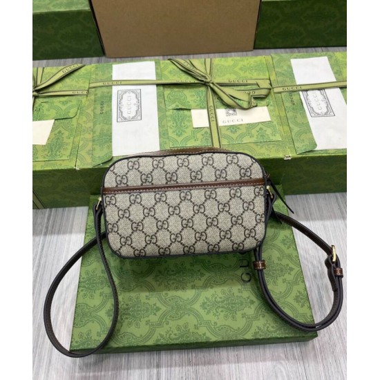 Replica Borsa a tracolla piccola Gucci Horsebit 1955 760196 Caffè
