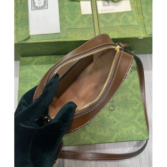 Replica Borsa a tracolla piccola Gucci Horsebit 1955 760196 Caffè