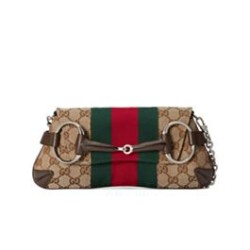 Replica Borsa a tracolla piccola Gucci Horsebit Chain 764339 Caffè scuro