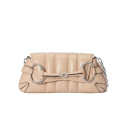 Replica Borsa a tracolla piccola Gucci Horsebit Chain 764339 Albicocca