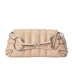 Replica Borsa a tracolla piccola Gucci Horsebit Chain 764339 Albicocca
