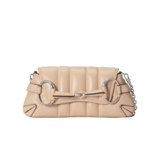Replica Borsa a tracolla piccola Gucci Horsebit Chain 764339 Albicocca