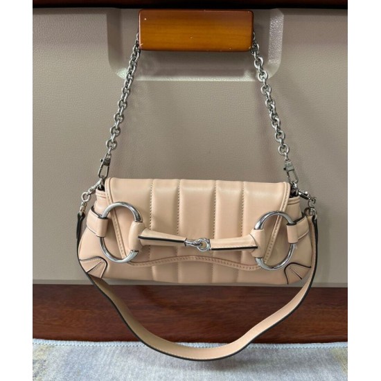 Replica Borsa a tracolla piccola Gucci Horsebit Chain 764339 Albicocca