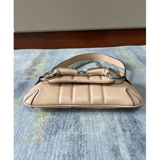 Replica Borsa a tracolla piccola Gucci Horsebit Chain 764339 Albicocca