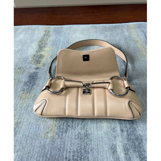 Replica Borsa a tracolla piccola Gucci Horsebit Chain 764339 Albicocca