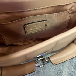 Replica Borsa a tracolla piccola Gucci Horsebit Chain 764339 Albicocca