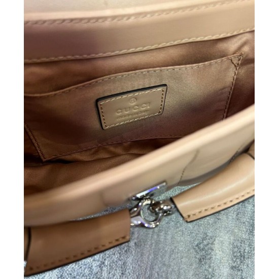 Replica Borsa a tracolla piccola Gucci Horsebit Chain 764339 Albicocca