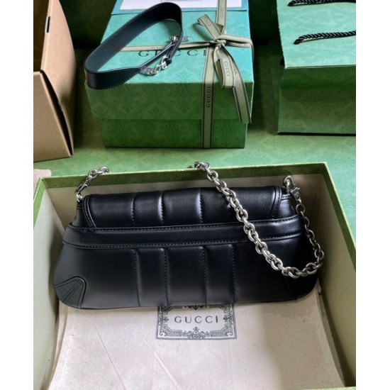 Replica Borsa a tracolla piccola Gucci Horsebit Chain 764339 Nera