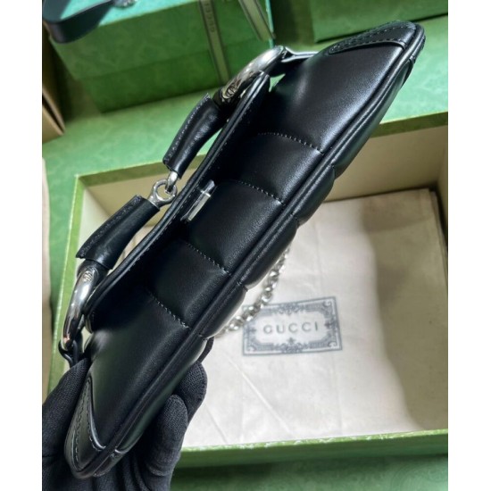 Replica Borsa a tracolla piccola Gucci Horsebit Chain 764339 Nera