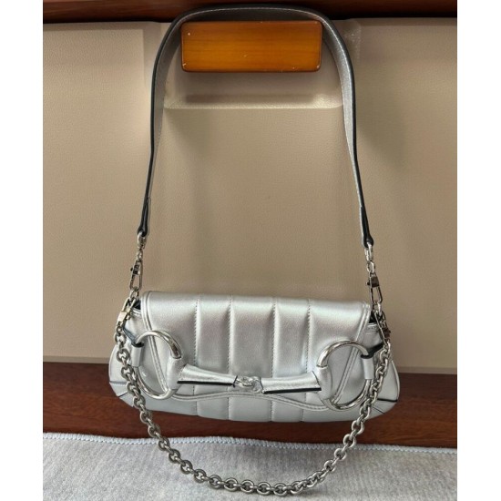 Replica Borsa a tracolla piccola Gucci Horsebit Chain 764339 Argento Replica Borsa a tracolla piccola Gucci Horsebit Chain 764339 Argento
