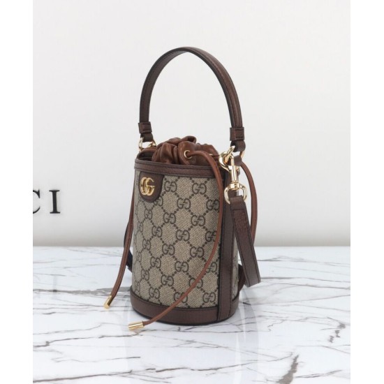 Replica Borsa a secchiello mini Gucci Ophidia 760199 Caffè scuro