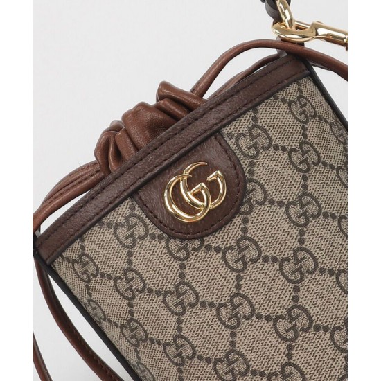 Replica Borsa a secchiello mini Gucci Ophidia 760199 Caffè scuro