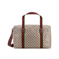 Replica Gucci Borsone Grande Con Web 758664 Caffè Scuro